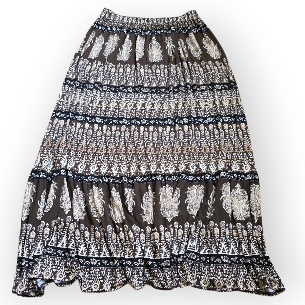 NWT St. Johns Bay Choco Chip Medallion Maxi Skirt, Size Small